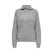 L/S ZIP Pullover Medium Grey Melange Only , Gray , Dames