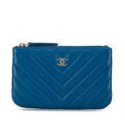 Pre-owned Leather wallets Chanel Vintage , Blue , Dames