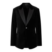 Fluwelen Gedrukt Tuxedo Jas Emporio Armani , Black , Heren