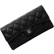 Pre-owned Leather wallets Chanel Vintage , Black , Dames