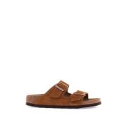 Suède leren slippers met verstelbare banden Birkenstock , Brown , Dame...