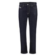 Tapered Fit Jeans met Gegraveerd Logo Diesel , Blue , Heren