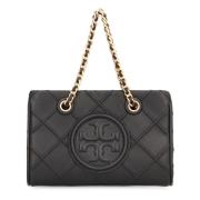 Gewatteerde leren mini tas met kettinghandvatten Tory Burch , Black , ...