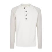 Cashmere Polo Sweater met Raglanmouwen Eleventy , White , Heren