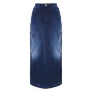 Stone-washed denim potloodrok met zakken Kocca , Blue , Dames