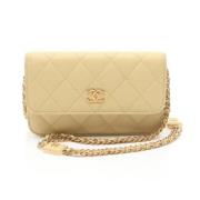 Pre-owned Leather chanel-bags Chanel Vintage , Yellow , Dames