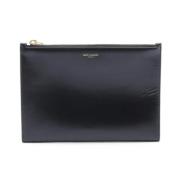 Pre-owned Leather clutches Yves Saint Laurent Vintage , Black , Dames