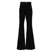 Zwarte bootcut broek met hoge taille Rick Owens , Black , Dames