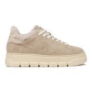 Beige Sneakers met Suède Bovenwerk Crime London , Beige , Dames