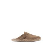 Heren Suède Platte Sandalen Espadrilles , Brown , Heren