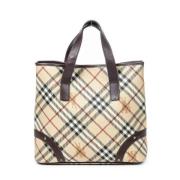 Pre-owned Coated canvas handbags Burberry Vintage , Beige , Dames