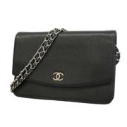 Pre-owned Leather wallets Chanel Vintage , Black , Dames