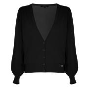 Verfijnde Gebreide Vest met Contrasterende Rand Kocca , Black , Dames