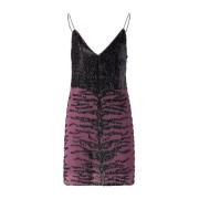 Paarse Paillet V-Hals Feestjurk Pinko , Purple , Dames