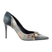 Denim Franje Puntige Neus Pumps Dolce & Gabbana , Multicolor , Dames