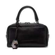 Luxe Zwarte Leren Handtas met Hangslot Brunello Cucinelli , Black , Da...