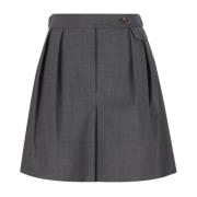 Geplooide damesshorts van wolmix Brunello Cucinelli , Gray , Dames