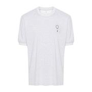 Grijze Tennis Logo Streep T-shirt Brunello Cucinelli , Gray , Heren