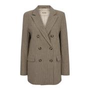 Gestreepte Oversized Blazer met Lange Mouwen MOS Mosh , Brown , Dames