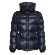 Blauwe Donsjas met Capuchon Moncler , Blue , Dames