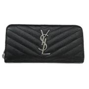 Pre-owned Leather wallets Yves Saint Laurent Vintage , Black , Dames