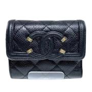 Pre-owned Leather wallets Chanel Vintage , Black , Dames