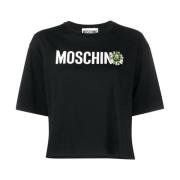 Casual Katoenen T-shirt Moschino , Black , Dames