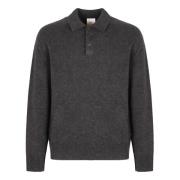 Geribbelde Wol Polo Pullover Calvin Klein , Gray , Heren