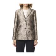 Metallic Silk Jacquard Blazer Duif Grijs Max Mara , Multicolor , Dames