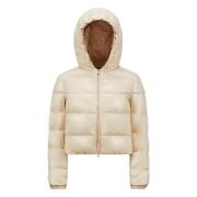 Beige donsjack met capuchon Moncler , Beige , Dames