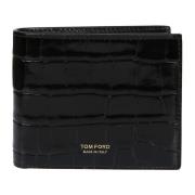 Gedrukte Krokodil Bifold Portemonnee Tom Ford , Black , Heren