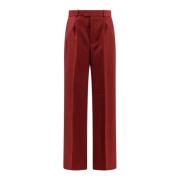 Flared Wol Mohair Broek met Sterren Róhe , Red , Dames