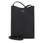 Leren Crossbody Tas met Verstelbare Band A.p.c. , Black , Dames