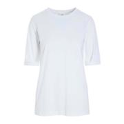 Witte Katoenen T-shirt met Elleboogmouwen Bitte Kai Rand , White , Dam...