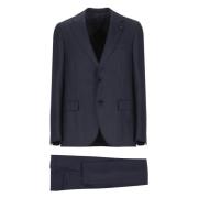 Blauw Wollen Pak met Iconische Pin Lardini , Blue , Heren