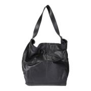 Leren tas met binnenzak en reliëflogo Trippen , Black , Dames