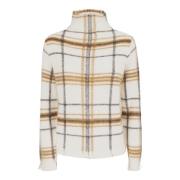 Crème Trui met Tartan Patroon Kangra , Beige , Dames