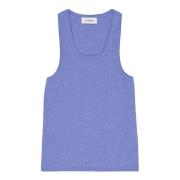 Crew Neck Wool Tank Top Laneus , Blue , Dames