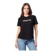 Zwart T-shirt met ronde hals en kleurrijk logo Armani Exchange , Black...