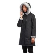 Zwarte Parka met Eco Fur Capuchon Canadiens , Black , Dames