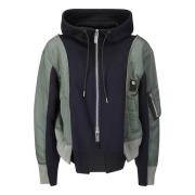 Hooded Bomberjack met Ritssluiting voor Sacai , Multicolor , Dames