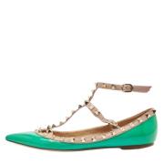 Pre-owned Leather flats Valentino Vintage , Green , Dames