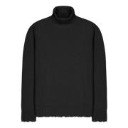 Turtleneck Sweater With Wool Breakages Laneus , Black , Heren