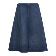 Blauwe Denim A-Lijn Rok Khaite , Blue , Dames