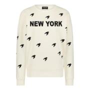 Geknipte Stella Sweater met 'New York' Tekst Lady Day , White , Dames