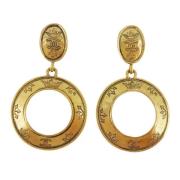 Pre-owned Metal earrings Chanel Vintage , Yellow , Dames