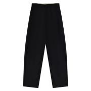 Wollen Wijde Broek Met Plooien Laneus , Black , Dames