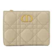 Pre-owned Leather wallets Dior Vintage , Beige , Dames