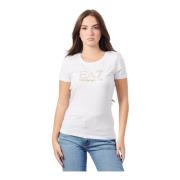 Witte Katoenen T-shirt met Ronde Hals Emporio Armani EA7 , White , Dam...