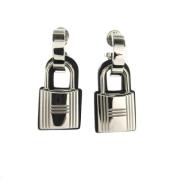 Pre-owned Fabric earrings Hermès Vintage , Gray , Dames